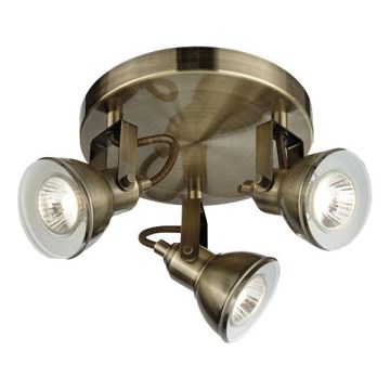 Searchlight - Akcentinis apšvietimas FOCUS 3xGU10/50W/230V žalvaris