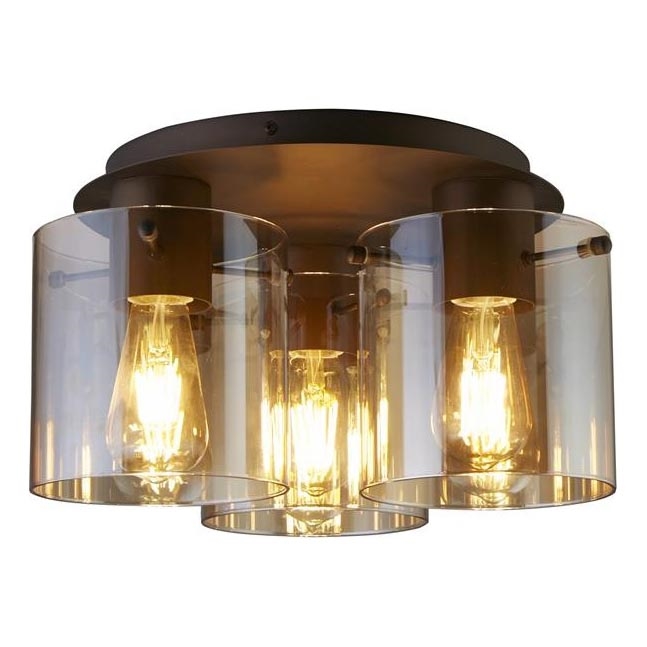 Searchlight - Lubinis šviestuvas SWEDEN 3xE27/60W/230V Ø 39 cm rudas/dūminis