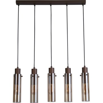 Searchlight - Pakabinamas šviestuvas ant laido SWEDEN 5xE27/60W/230V rudas/dūminis