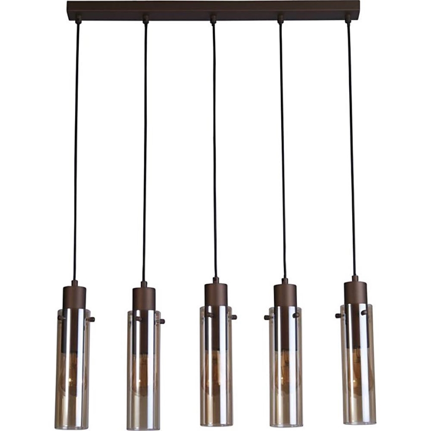 Searchlight - Pakabinamas šviestuvas ant laido SWEDEN 5xE27/60W/230V rudas/dūminis