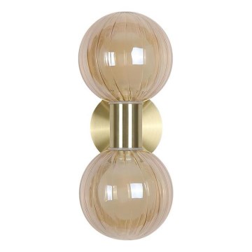 Searchlight - Sieninis šviestuvas LUMINSPHERE 2xG9/7W/230V žalvarinis