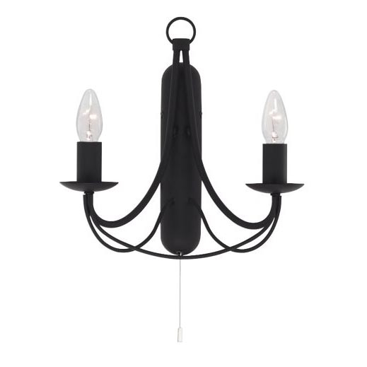 Searchlight - Sieninis šviestuvas MAYPOLE 2xE14/60W/230V juoda