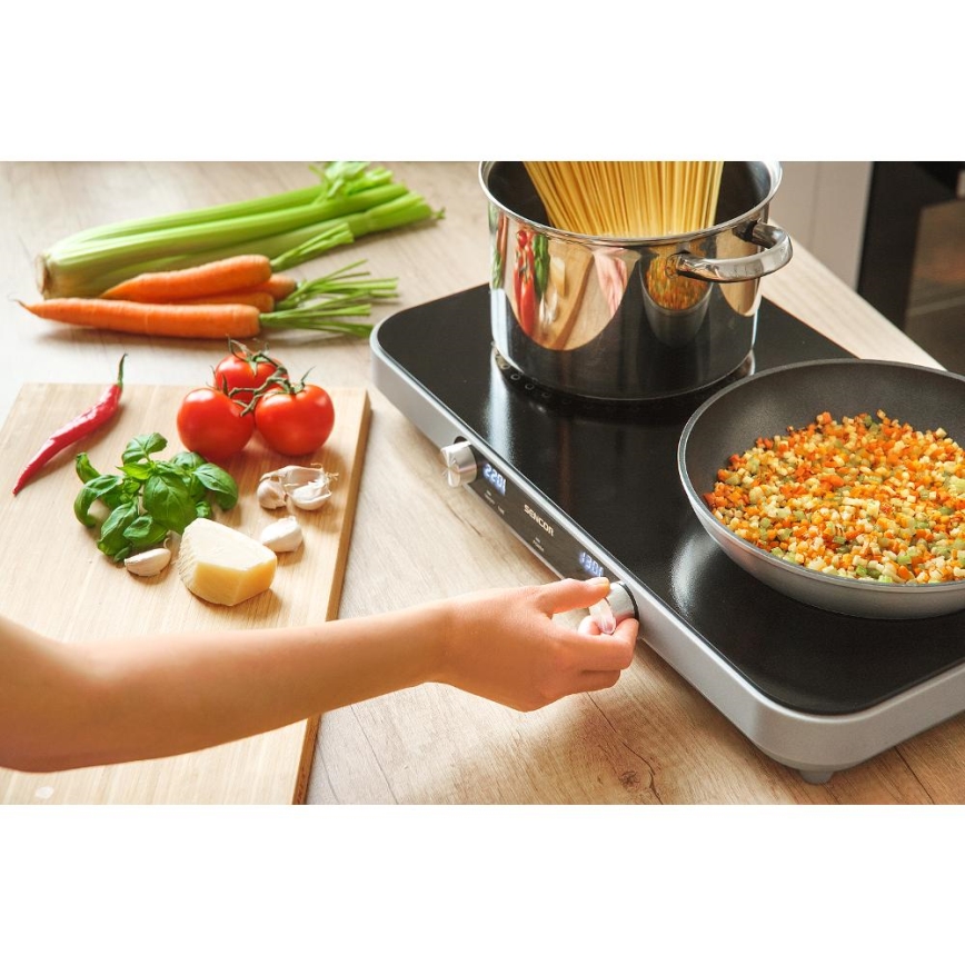 Sencor - 2 degiklių stiklo keramikos kaitlentė su LCD ekranu 3500W/230V