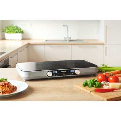 Sencor - 2 degiklių stiklo keramikos kaitlentė su LCD ekranu 3500W/230V