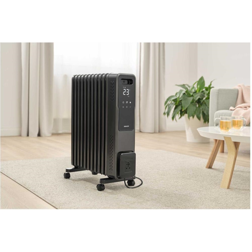 Sencor - aliejinis radiatorius, 11 sekcijų, 1000/1200/2400 W, 230 V, Wi-Fi, juodas
