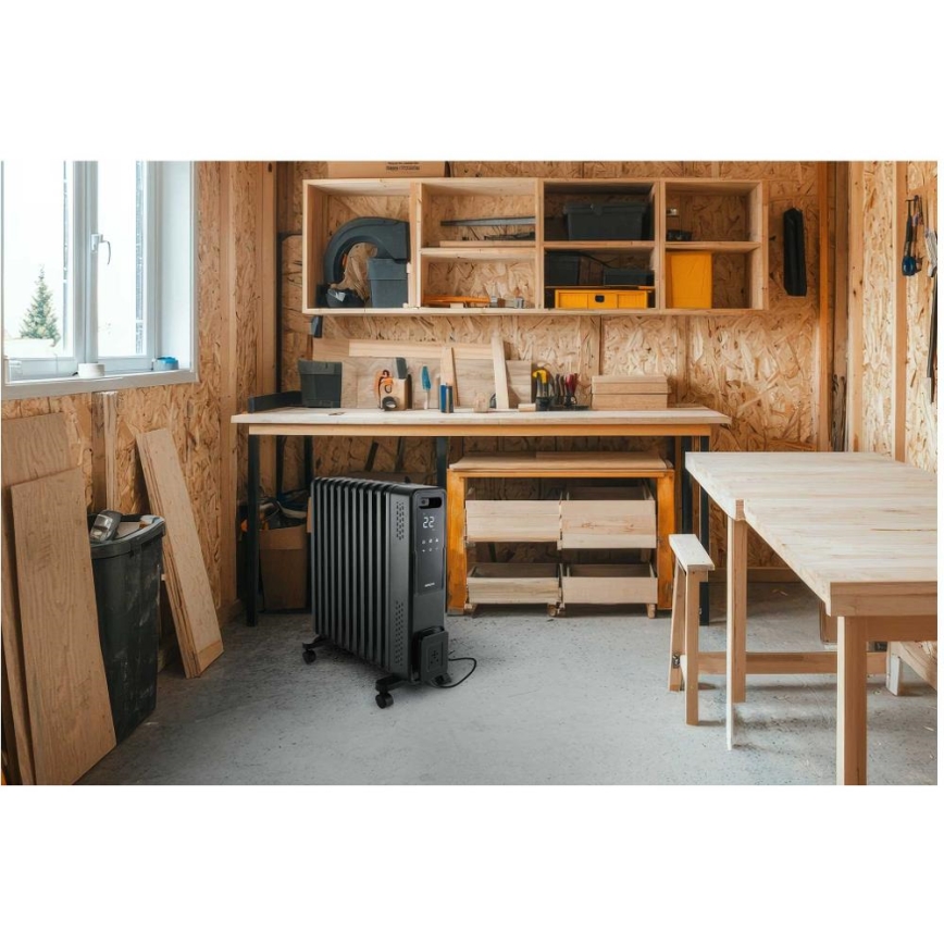 Sencor - aliejinis radiatorius, 11 sekcijų, 1000/1200/2400 W, 230 V, Wi-Fi, juodas