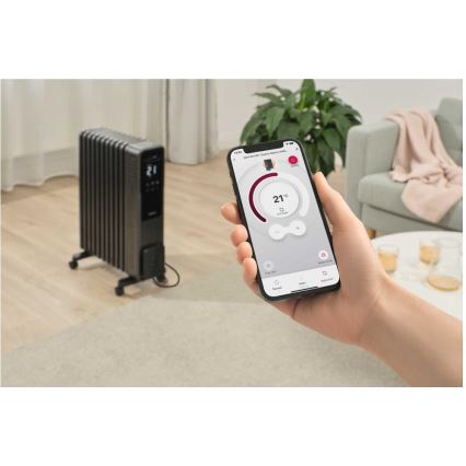 Sencor - aliejinis radiatorius, 11 sekcijų, 1000/1200/2400 W, 230 V, Wi-Fi, juodas