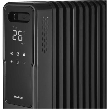 Sencor - aliejinis radiatorius, 11 sekcijų, 1000/1200/2400 W, 230 V, Wi-Fi, juodas