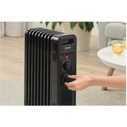 Sencor - Aliejinis radiatorius su 9 mentėmis 800/1200/2000W/230V juodas