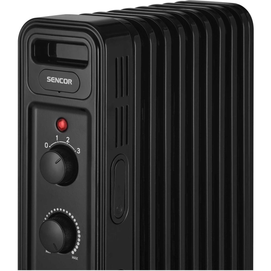 Sencor - Aliejinis radiatorius su 9 mentėmis 800/1200/2000W/230V juodas