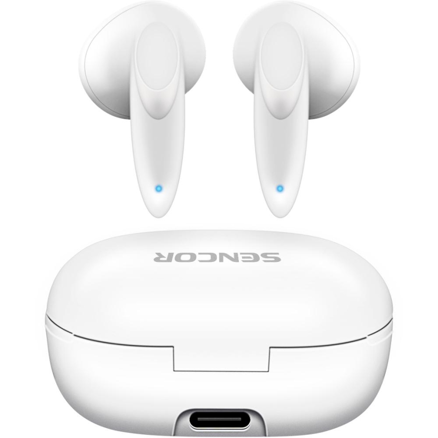Sencor - Belaidis earphones 230 mAh + 2x 25 mAh IPX4 balta