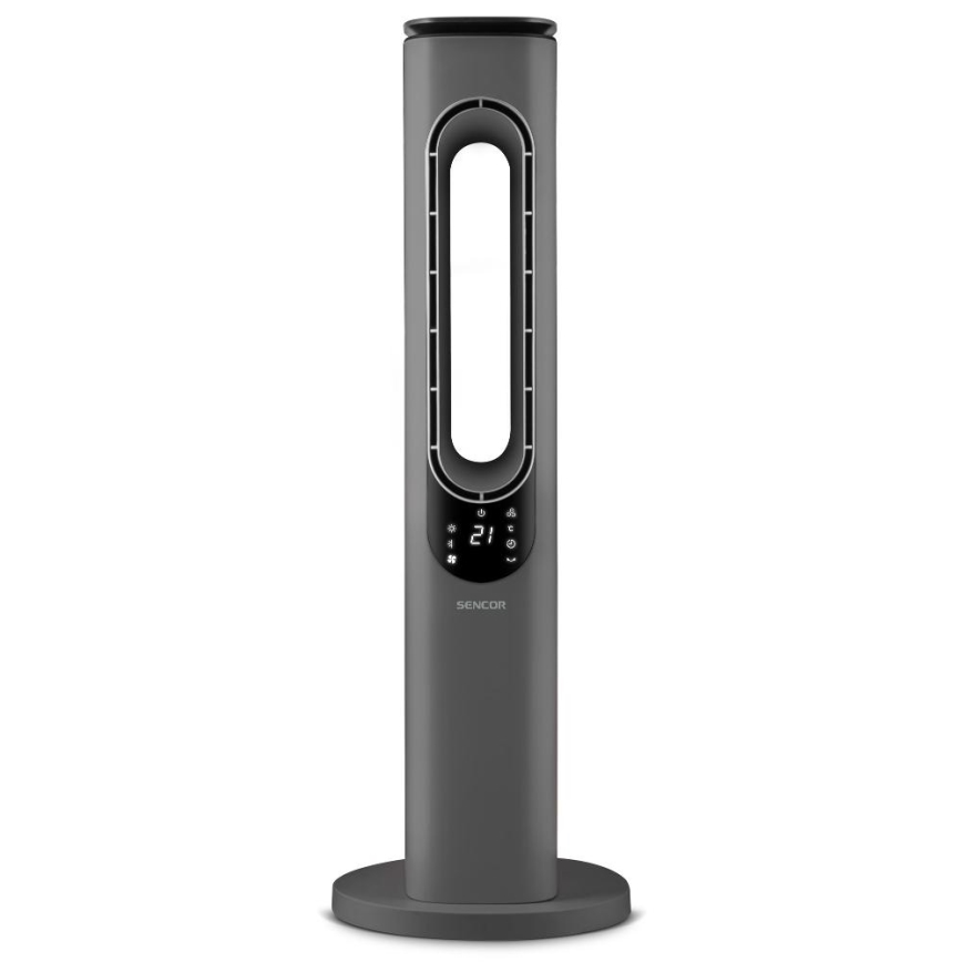Sencor - Bokštinis keraminis ventiliatorius be mentelių 1200/2000W/230V antracitas + nuotolinis pultas