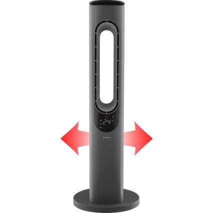 Sencor - Bokštinis keraminis ventiliatorius be mentelių 1200/2000W/230V antracitas + nuotolinis pultas
