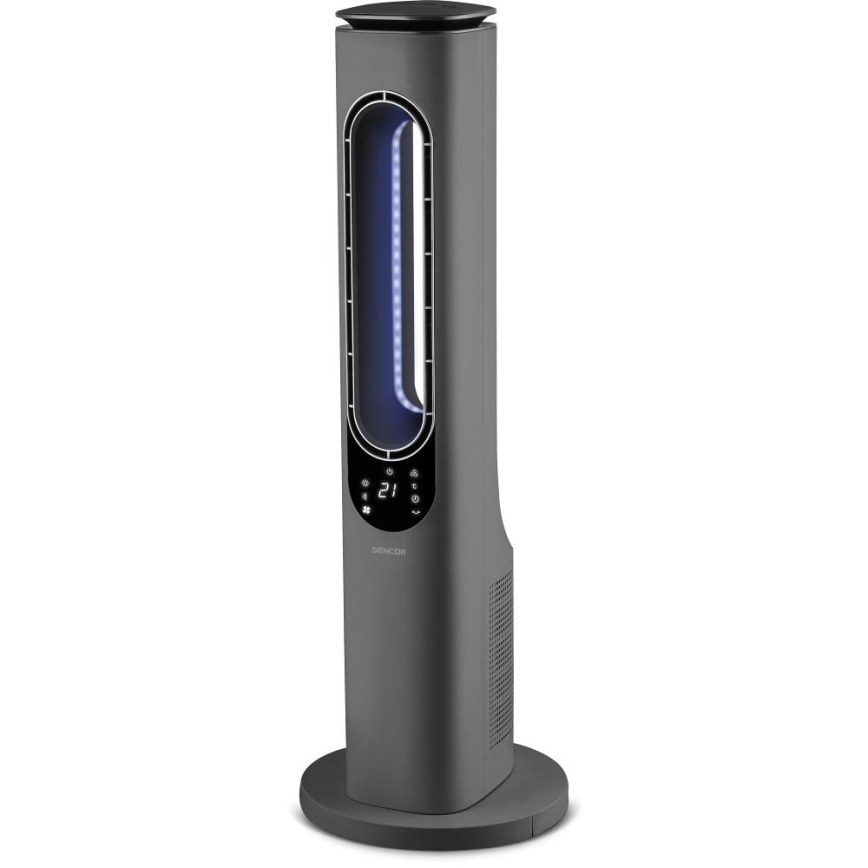 Sencor - stulpinis ventiliatorius be mentelių su keraminiu šildymo elementu 1200/2000W/230V, antracito spalvos + su nuotoliniu pultu