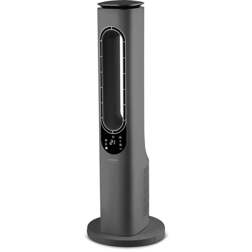 Sencor - stulpinis ventiliatorius be mentelių su keraminiu šildymo elementu 1200/2000W/230V, antracito spalvos + su nuotoliniu pultu