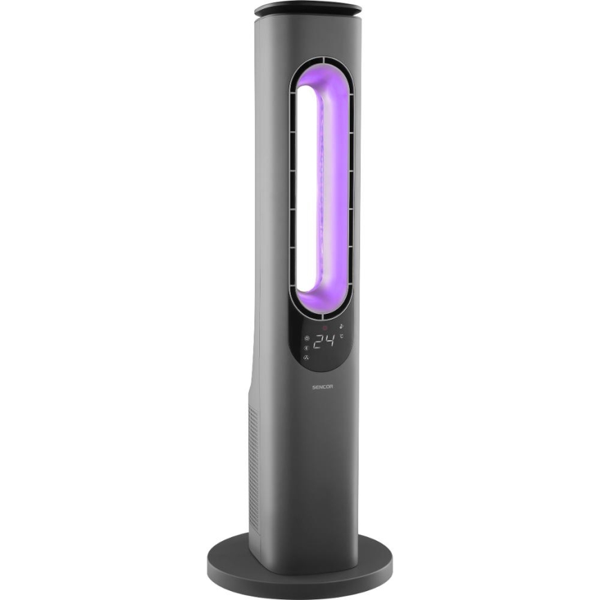 Sencor - stulpinis ventiliatorius be mentelių su keraminiu šildymo elementu 1200/2000W/230V, antracito spalvos + su nuotoliniu pultu