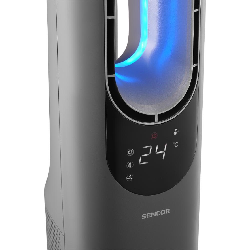Sencor - stulpinis ventiliatorius be mentelių su keraminiu šildymo elementu 1200/2000W/230V, antracito spalvos + su nuotoliniu pultu