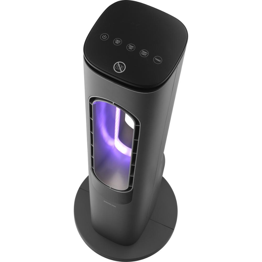 Sencor - stulpinis ventiliatorius be mentelių su keraminiu šildymo elementu 1200/2000W/230V, antracito spalvos + su nuotoliniu pultu