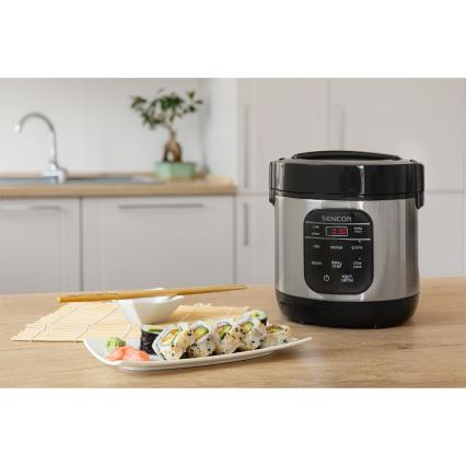 Sencor - daugiafunkcinė ryžių viryklė 350 W/230 V 0,6 l nerūdijančio plieno/juoda