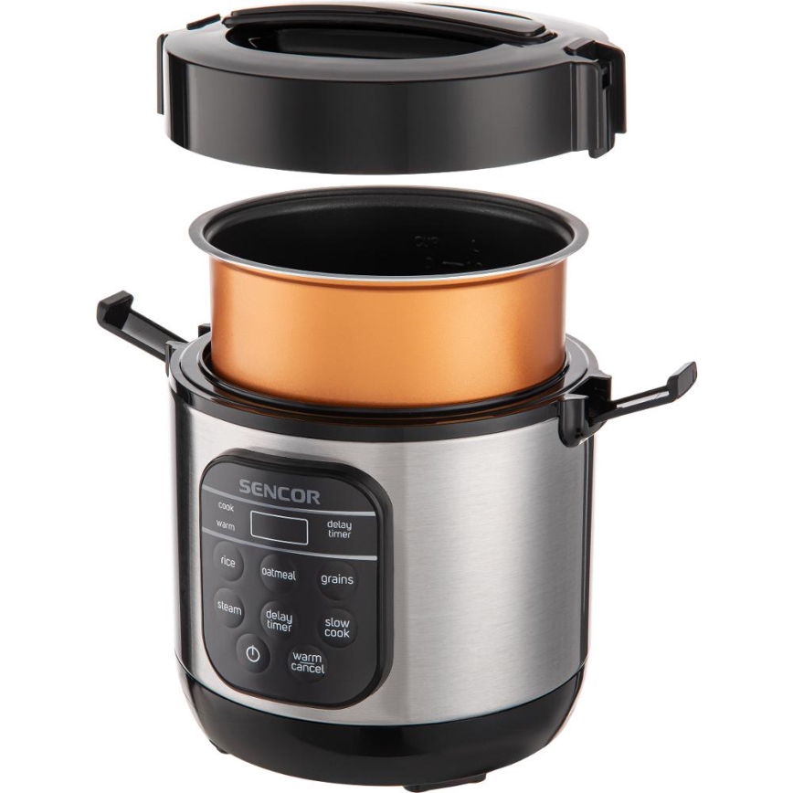 Sencor - daugiafunkcinė ryžių viryklė 350 W/230 V 0,6 l nerūdijančio plieno/juoda