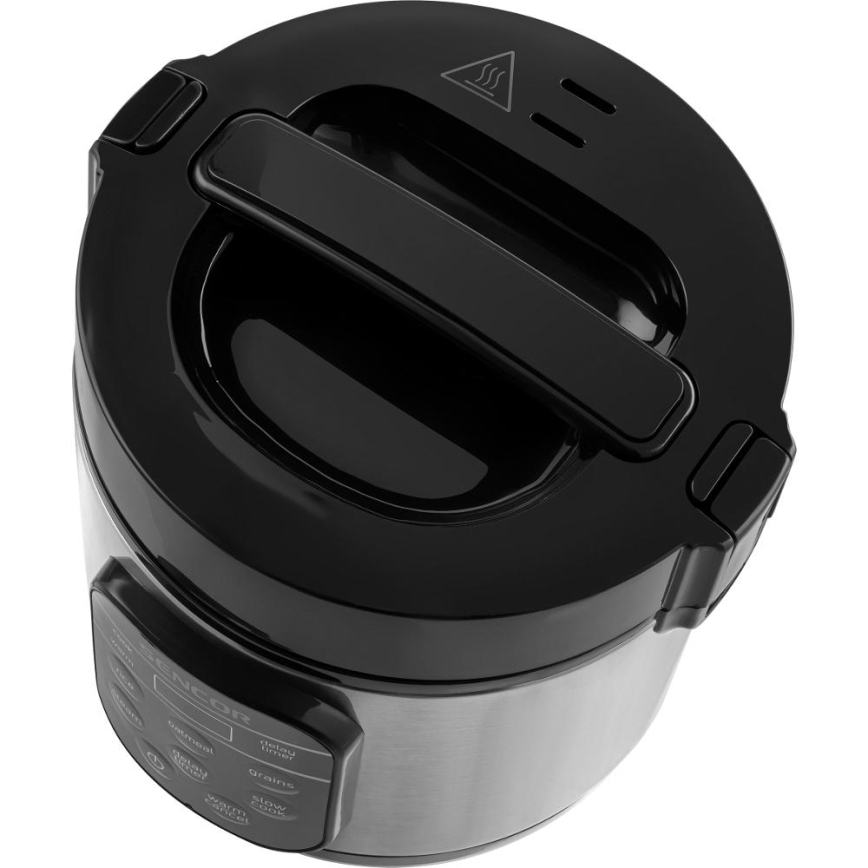 Sencor - daugiafunkcinė ryžių viryklė 350 W/230 V 0,6 l nerūdijančio plieno/juoda