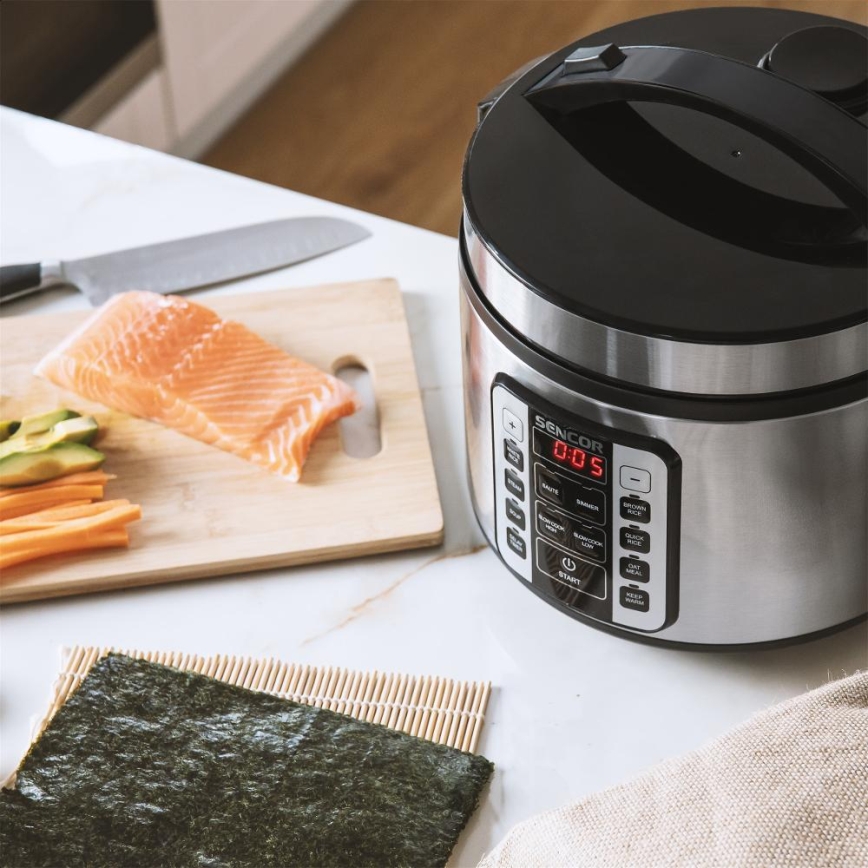 Sencor - Daugiafunkcinė ryžių viryklė 700W/230V 1,5 l nerūdijančio plieno/juoda