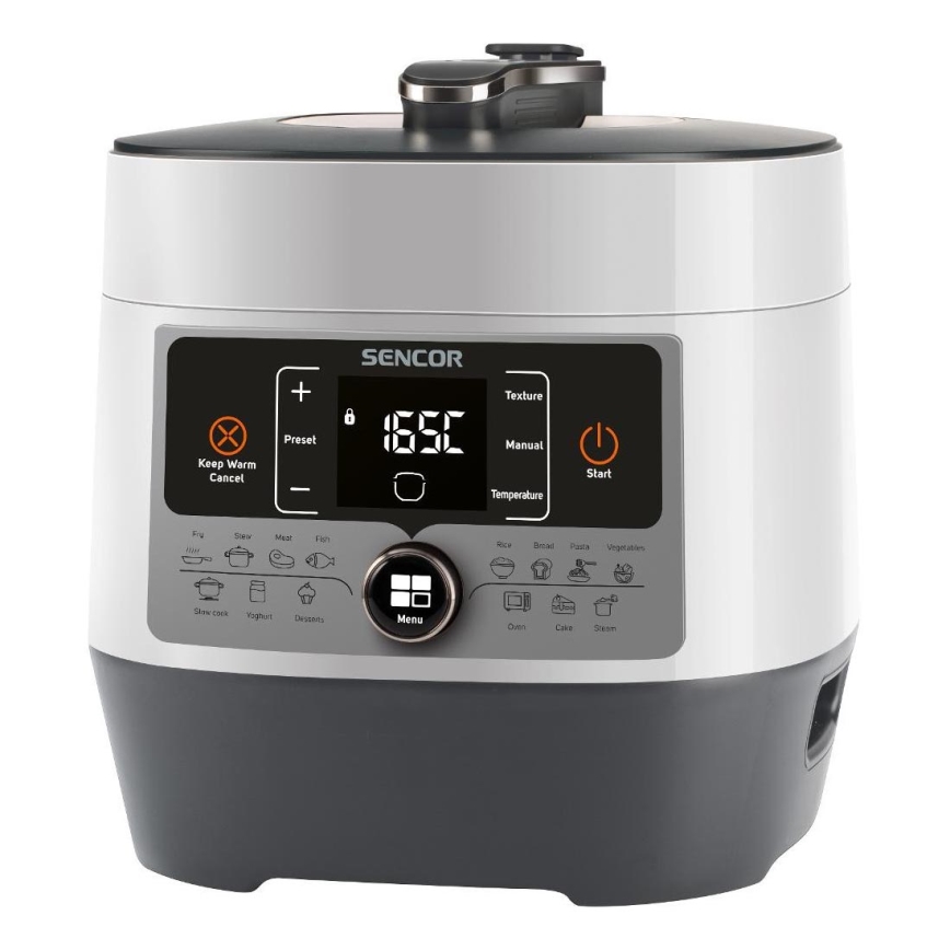 Sencor - Daugiafunkcinis elektrinis greitpuodis 5,5 l 1000W/230V balta/juoda