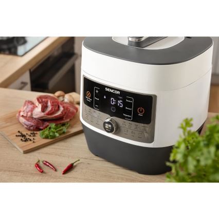 Sencor - Daugiafunkcinis elektrinis greitpuodis 5,5 l 1000W/230V balta/juoda