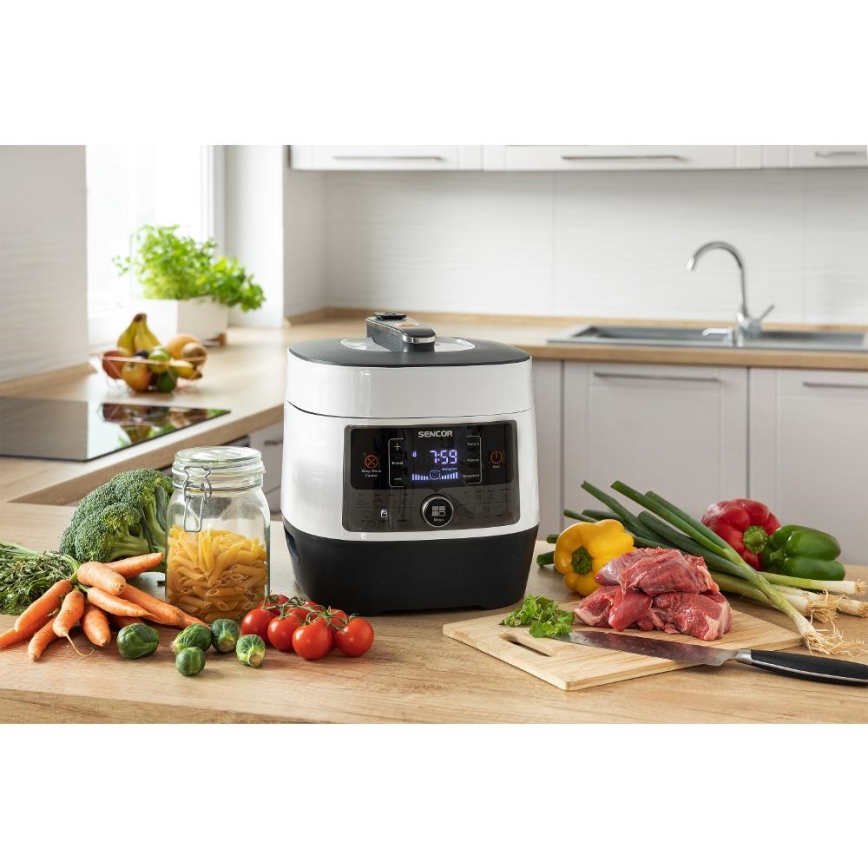 Sencor - Daugiafunkcinis elektrinis greitpuodis 5,5 l 1000W/230V balta/juoda