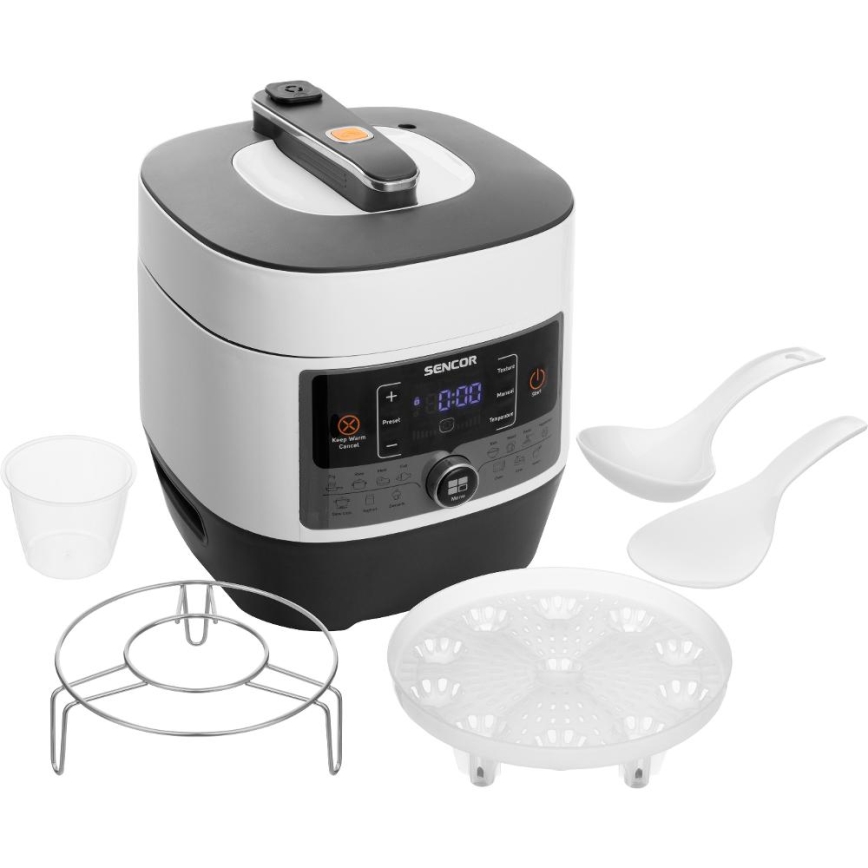 Sencor - Daugiafunkcinis elektrinis greitpuodis 5,5 l 1000W/230V balta/juoda