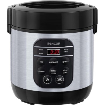 Sencor - Daugiafunkcis ryžių viryklė 350 W/230 V 0,6 l nerūdijančio plieno/juoda