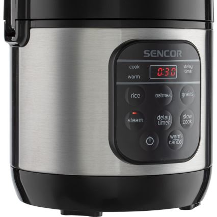 Sencor - Daugiafunkcis ryžių viryklė 350 W/230 V 0,6 l nerūdijančio plieno/juoda