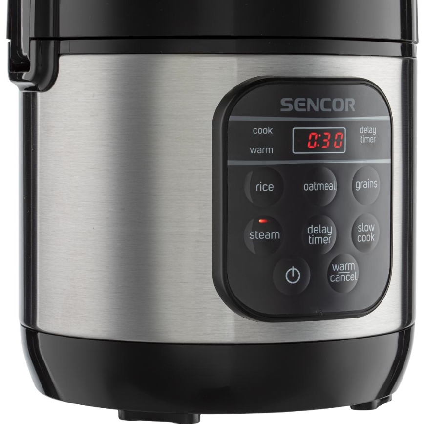 Sencor - Daugiafunkcis ryžių viryklė 350 W/230 V 0,6 l nerūdijančio plieno/juoda