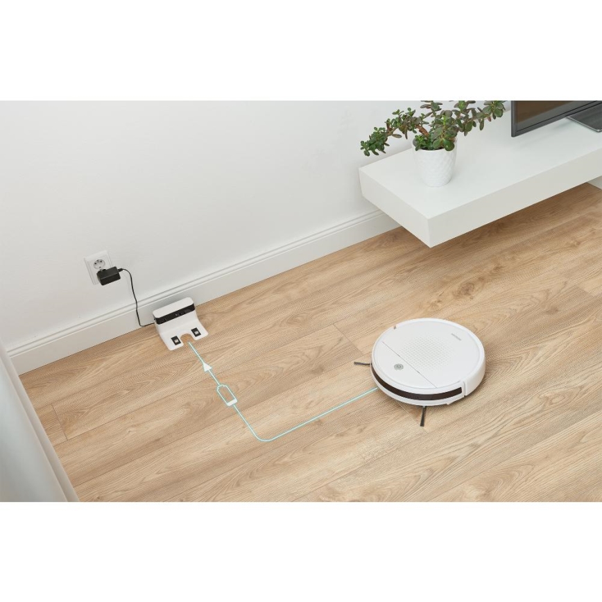Sencor - Dulkių siurblys robotas su šluoste 2in1 18W/1500 mAh balta + nuotolinio valdymo pultas