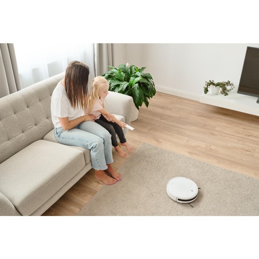 Sencor - Dulkių siurblys robotas su šluoste 2in1 18W/1500 mAh balta + nuotolinio valdymo pultas