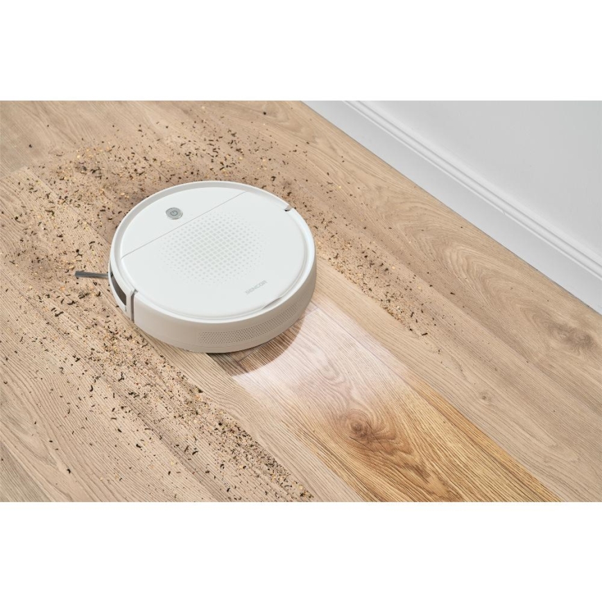 Sencor - Dulkių siurblys robotas su šluoste 2in1 18W/1500 mAh balta + nuotolinio valdymo pultas