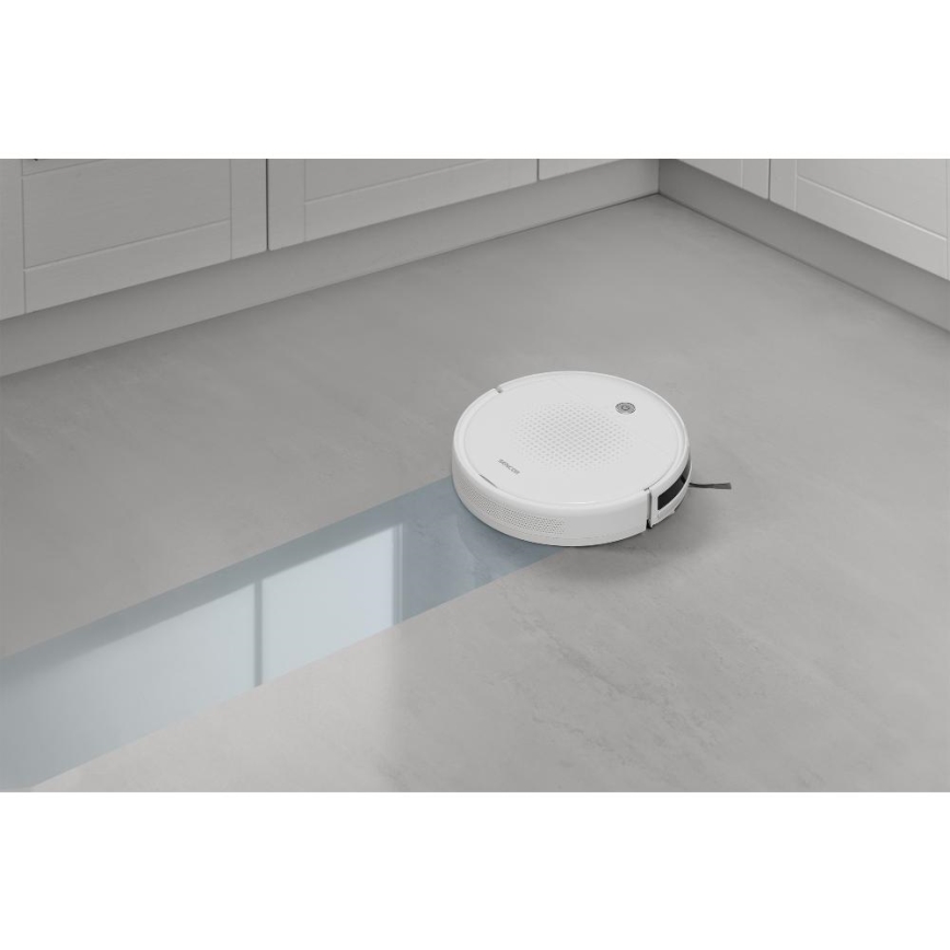 Sencor - Dulkių siurblys robotas su šluoste 2in1 18W/1500 mAh balta + nuotolinio valdymo pultas