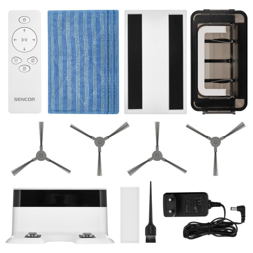 Sencor - Dulkių siurblys robotas su šluoste 2in1 18W/1500 mAh balta + nuotolinio valdymo pultas