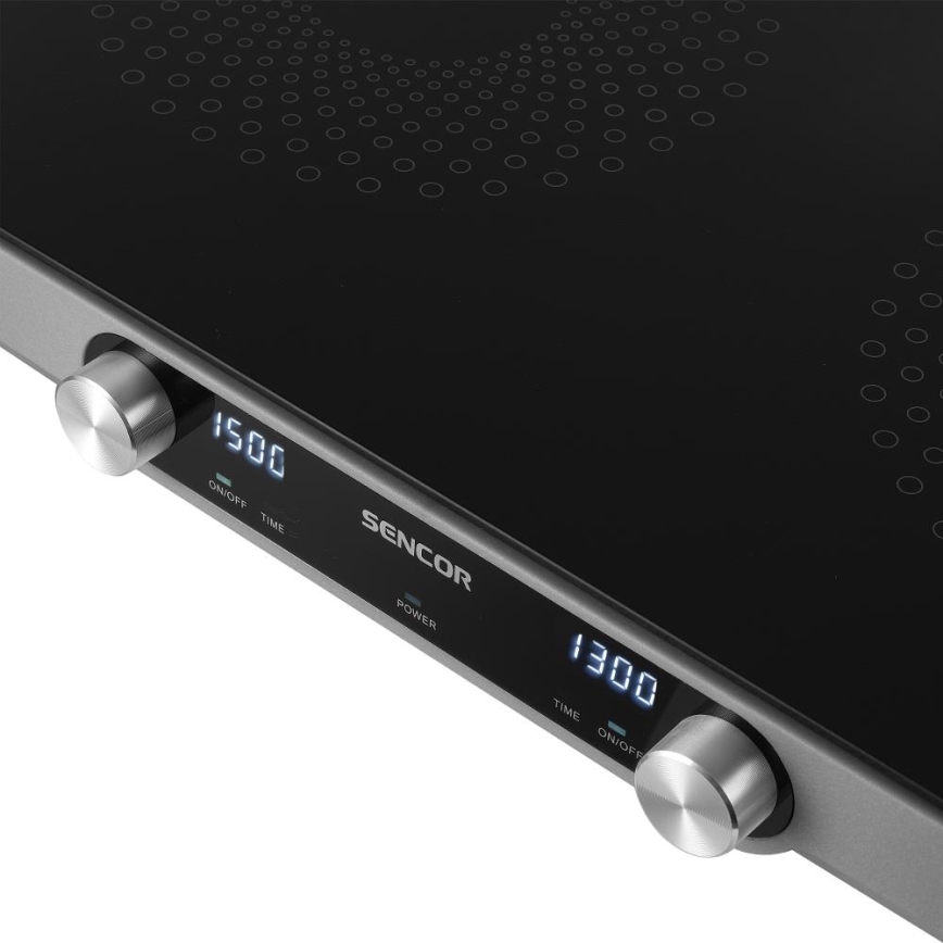 Sencor - Dvivietė stiklo keramikos kaitlentė su LCD ekranu 3500W/230V