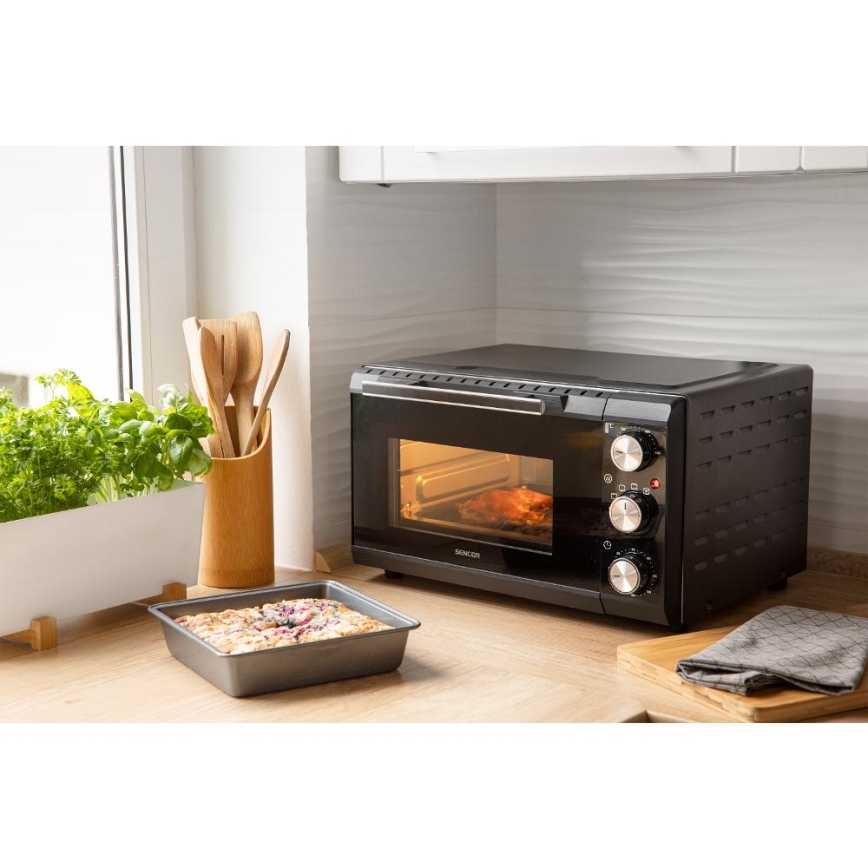 Sencor - Elektrinė orkaitė 20 l 1650W/230V juoda