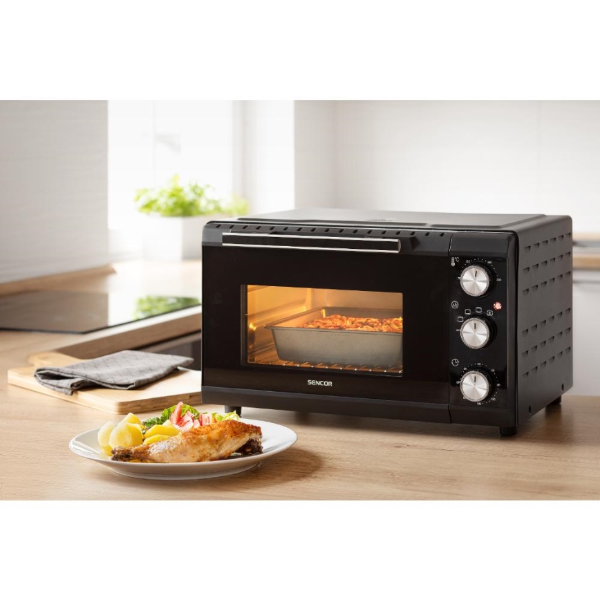 Sencor - Elektrinė orkaitė 20 l 1650W/230V juoda