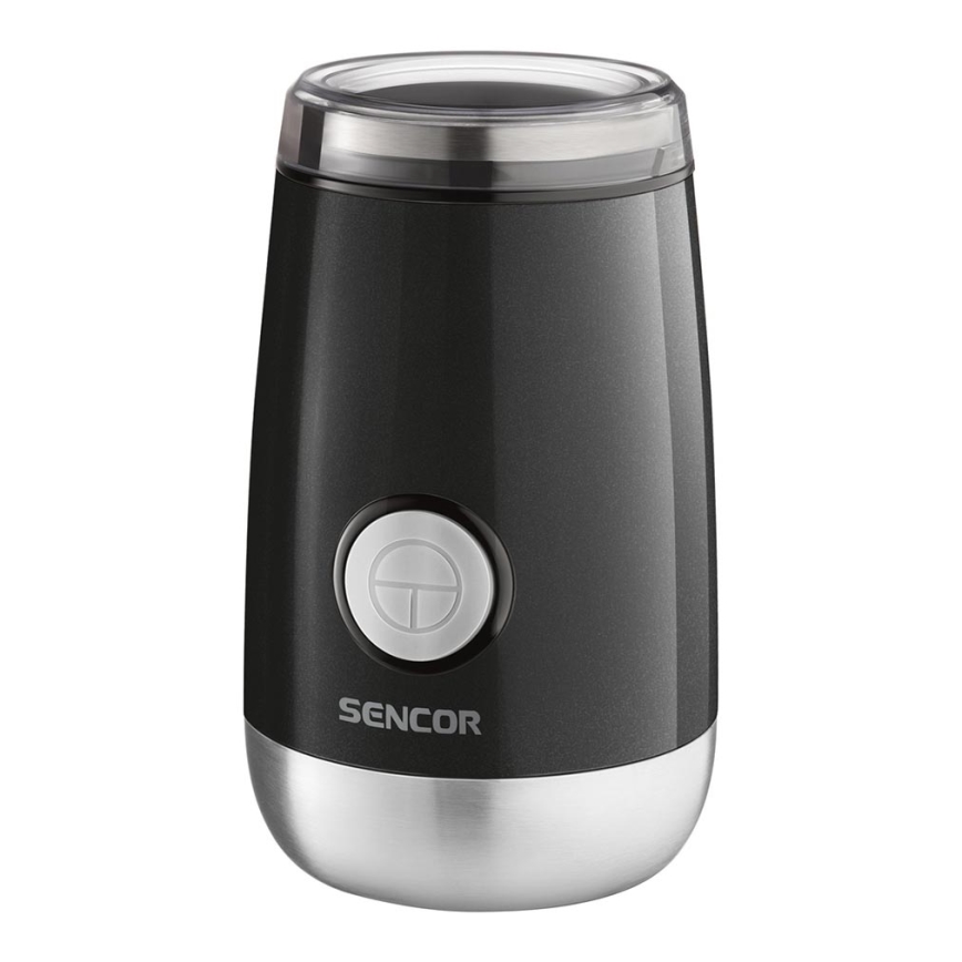 Sencor - Elektrinis kavos pupelių malūnėlis 60 g 150W/230V juoda/matinis chromas