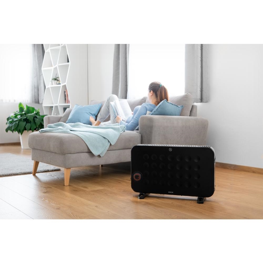 Sencor - Elektrinis konvektorius šildytuvas 750/1250/2000W/230V termostatas IP24 juoda