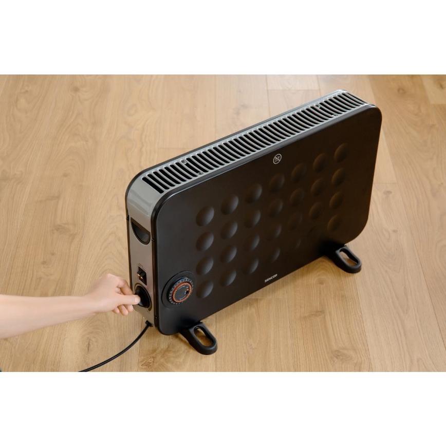 Sencor - Elektrinis konvektorius šildytuvas 750/1250/2000W/230V termostatas IP24 juoda