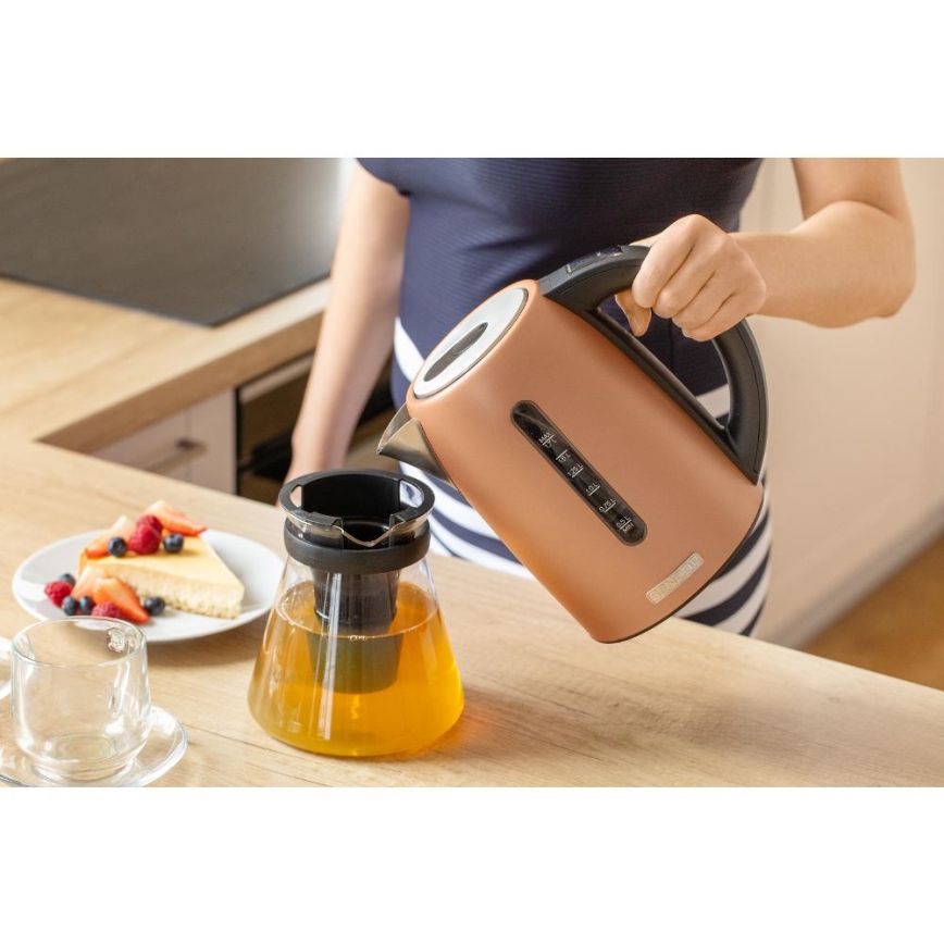 Sencor - Elektrinis virdulys su reguliuojama temperatūra, 1,7 l, 2150 W/230 V, vario spalvos