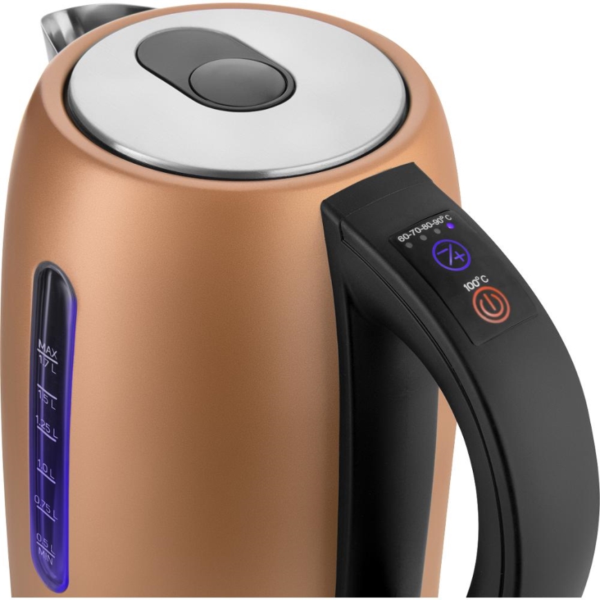 Sencor - Elektrinis virdulys su reguliuojama temperatūra, 1,7 l, 2150 W/230 V, vario spalvos