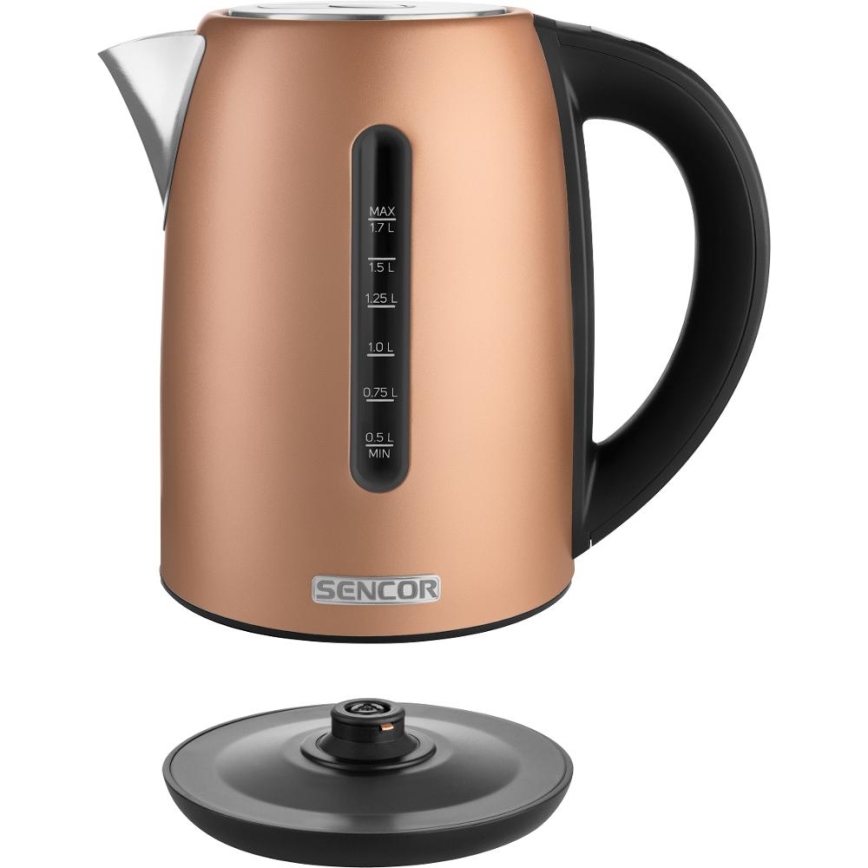 Sencor - Elektrinis virdulys su reguliuojama temperatūra, 1,7 l, 2150 W/230 V, vario spalvos