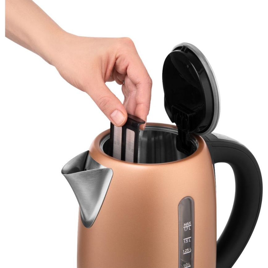 Sencor - Elektrinis virdulys su reguliuojama temperatūra, 1,7 l, 2150 W/230 V, vario spalvos