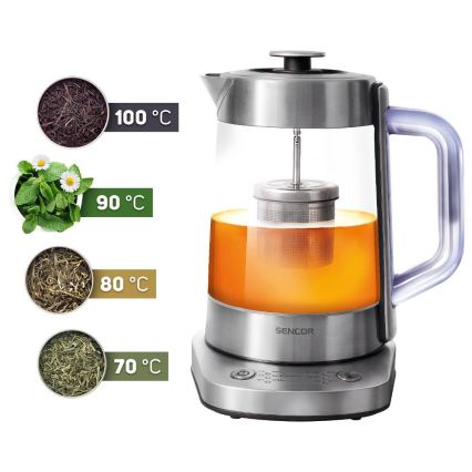 Sencor - Elektrinis virdulys su temperatūros reguliavimu 1,5 l 1500W/230V, nerūdijančio plieno