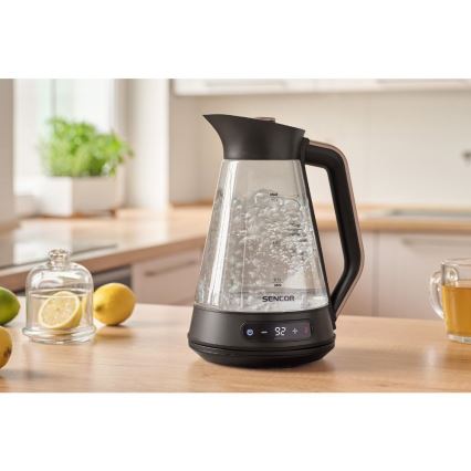 Sencor - Elektrinis virdulys su temperatūros reguliavimu 1,5 l 2150W/230V juodas/rožinio aukso